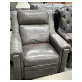 Brown leather style power recliner with nail head