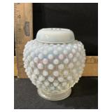 FENTON GLASS GINGER JAR 4 1/2 TALL WHITE OPAL.