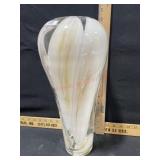 16 inch Hand Blown Art glass vase with opaque