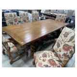 Barley Twist design carved wood dining table with