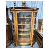 Oak bow front lions head China cabinet  45x17x65
