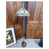 Bent slag glass panel floor lamp