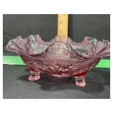 IMPERIAL GLASS WINDMILL 3 FOOTED BOWL PURPLE