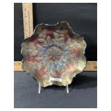 BERRY PATTERN CARNIVAL GLASS BOWL, 9"