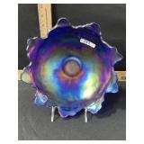 imperial glass 10 inch bowl blue