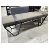 Modern linen look upholstered bench with black