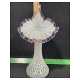 FENTON GLASS JACK IN PULPIT VASE LAVENDER DOT 12