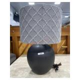 Black table lamp with grey shade