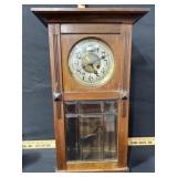 OLD WALL CLOCK BEVELED GLASS AS IS