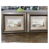 Pair of 11x14 wood frames with sea side prints