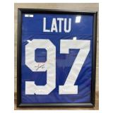 Colts Latu signed framed jersey