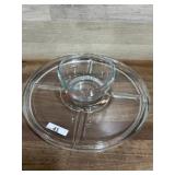 Glass chip and dip serving bowl