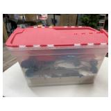 Tote with ornament storage dividers and blue tree