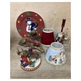 Box lot with Deer figure/  candle shade/ Santa