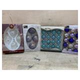 4- Boxes of glass ornaments