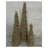 Set of 3 Gold tabletop Christmas trees
