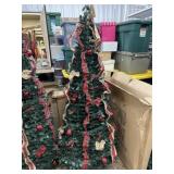 Burlap and plaid ribbon decorated pop up tree