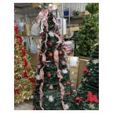 Stripe red ribbon fully decorated pop up tree