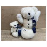 Boyds Mother and child snowman bears with blue