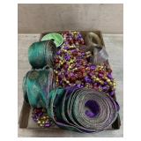 Flat of multi color bead garland and ribbon