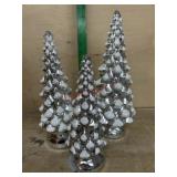 Set of 3 silver battery operated lighted trees.