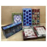 6 Boxes of ornaments and St. George candle cups