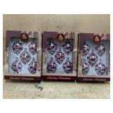 3- Packages of purple and silver tree ornaments