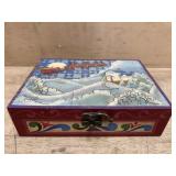 3 Piece Jim Shore ornaments in wood case