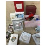 Flat of 11 Hallmark and other ornaments