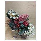 Box lot of holiday flowers and picks