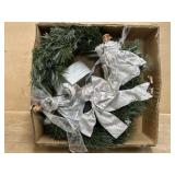 Fiber optic 18 inch wreath with angels and ribbon