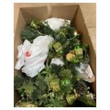 Box of green ornaments