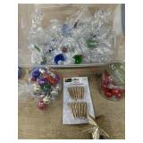 Tote of mini Christmas ornaments some crystal and