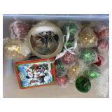 Tote with sequin ornaments and table top ornament