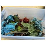 Tote with blue and red florals and picks