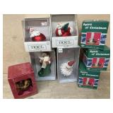 Flat with 4 Noel Santa ornaments and Spirit of