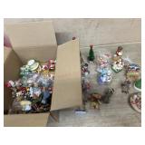 Box of various Christmas ornaments
