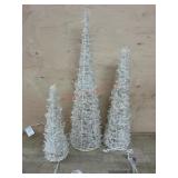 Set of 3 White lighted Christmas trees