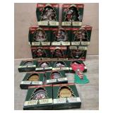 Box lot of 16 Coca Cola Santa ornaments