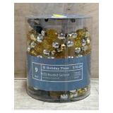 9 Foot white and gold beaded LED garland