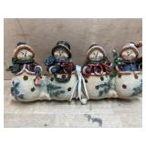 Lighted snowman group figure