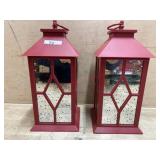 2- Red mirrored lanterns