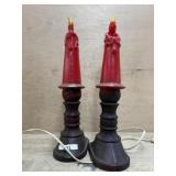 2 Blow mold style 12 inch lighted candles