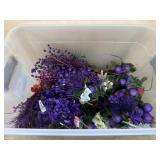 Tote with floral and tree picks Purple and white