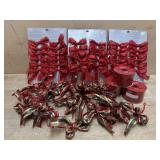 Tote of red and green ribbons and bows