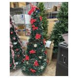 Poinsettia fully decorated pop up tree