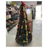 5 Foot gold Poinsettia fully decorated pre lit
