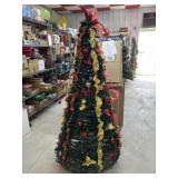 5 Foot gold Poinsettia fully decorated pre lit