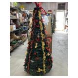 5 Foot gold Poinsettia fully decorated pre lit