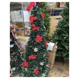 Poinsettia fully decorated pop up tree